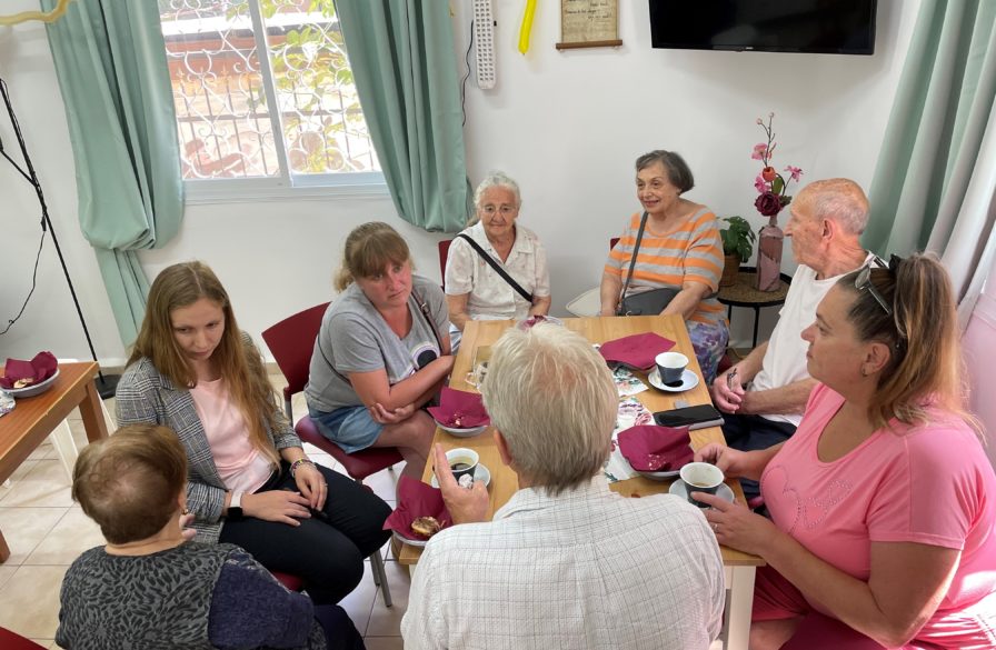 New residents having coffee