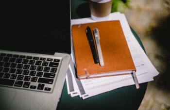 laptop and diary
