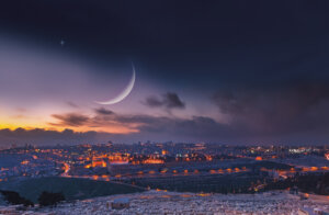 Rosh Chodesh Moon over Temple Mount