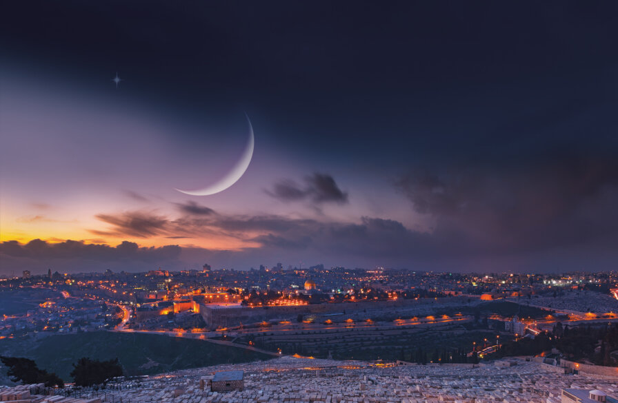 Rosh Chodesh Moon over Temple Mount
