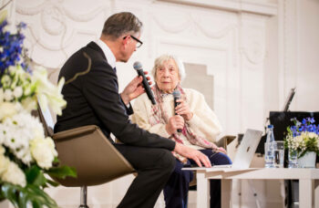 Gottfried Buehler with Holocaust survivor