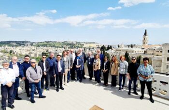 The Solidarity Mission members overlooking the Old City of Jerusalem