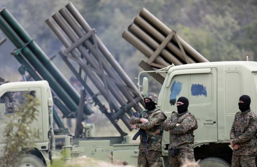 Hizbullah holds rocket drill last year in south Lebanon (Wikipedia-Tasnim News Agency)