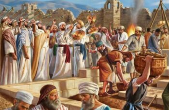 Illustration of Zerubabbel laying the cornerstone for the Second Temple. (Photo: Word Press)