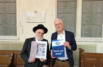 ICEJ-Netherlands head Jacob Keegstra (right) with Dutch Chief Rabbi Binyomin Jacobs (left).