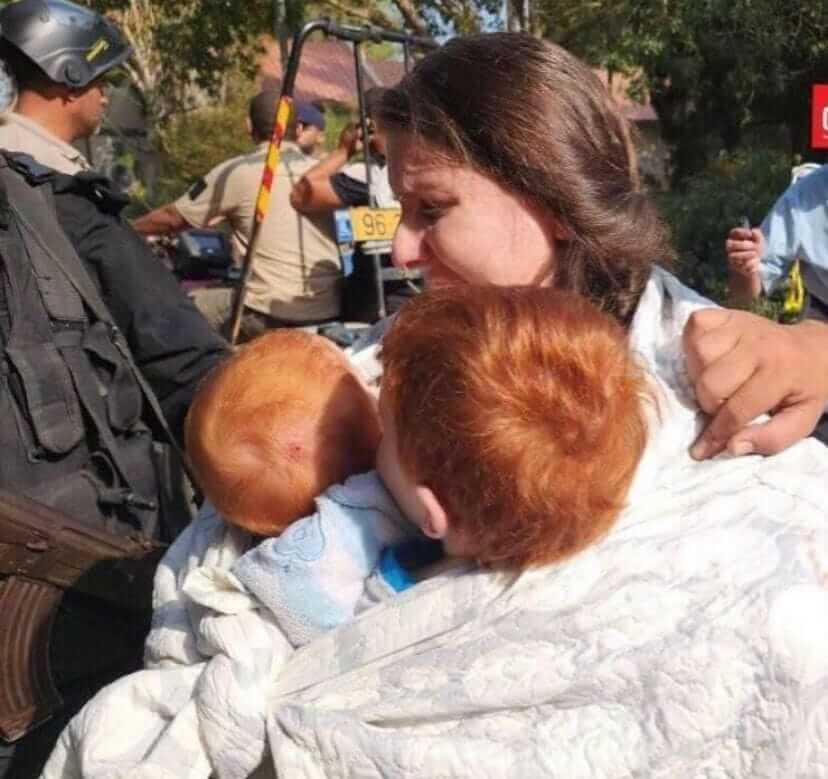 The moment Shiri, Ariel, and Kfir were kidnapped into Gaza. (Credit: GPO)