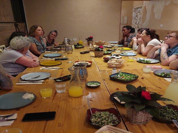 Enjoying a meal together